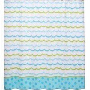 Circo Shower Curtain, Ocean Waves and Polka Dots, 100% Cotton,  pre-owned